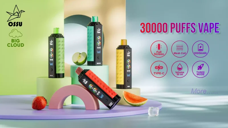 OSSU 30000 Puffs Vape descartável por atacado Comprar Bulk recarregável 0% 2% 3% 5% Tela inteligente digital com baixo teor de nicotina 2024 quente (1)