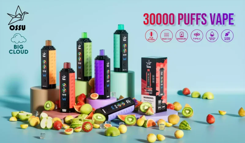 OSSU 30000 Puffs Vape descartável por atacado Compre Bulk recarregável 0% 2% 3% 5% Tela inteligente digital com baixo teor de nicotina 2024 quente (3)