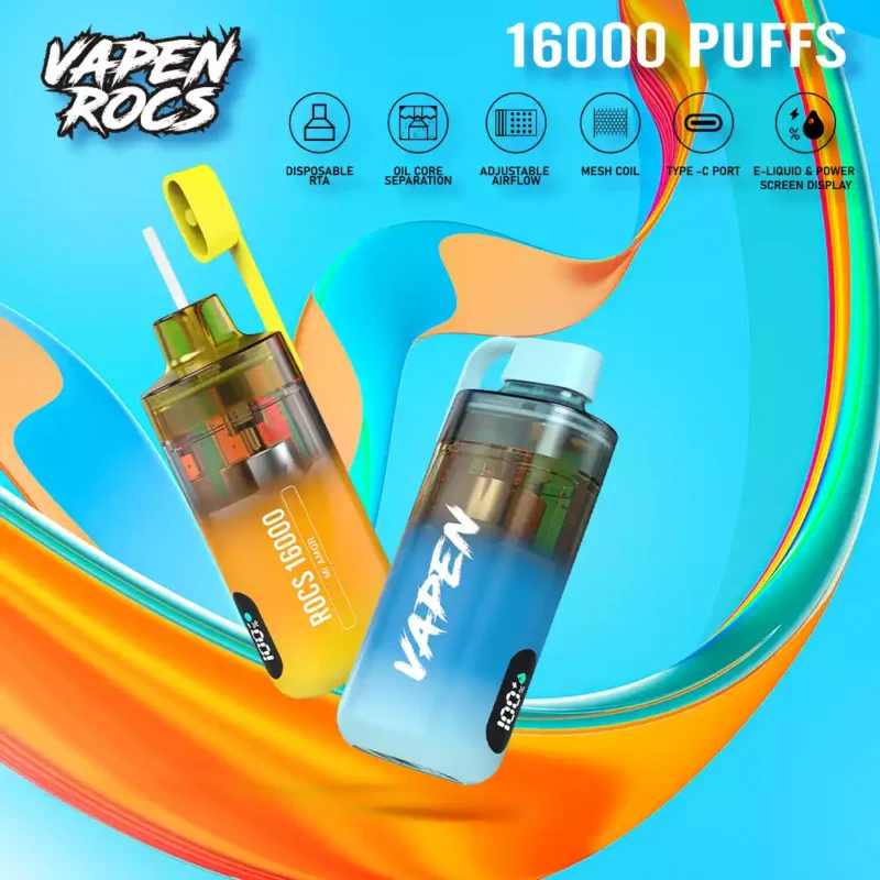 VAPEN ROCS 16000 PUFFS Nabíjateľný 2% 5% Doplniteľný olej s nízkym obsahom nikotínu Kúpiť hromadne veľkoobchodne Jednorazové Vape Čína Pôvodná továrenská doprava (4)